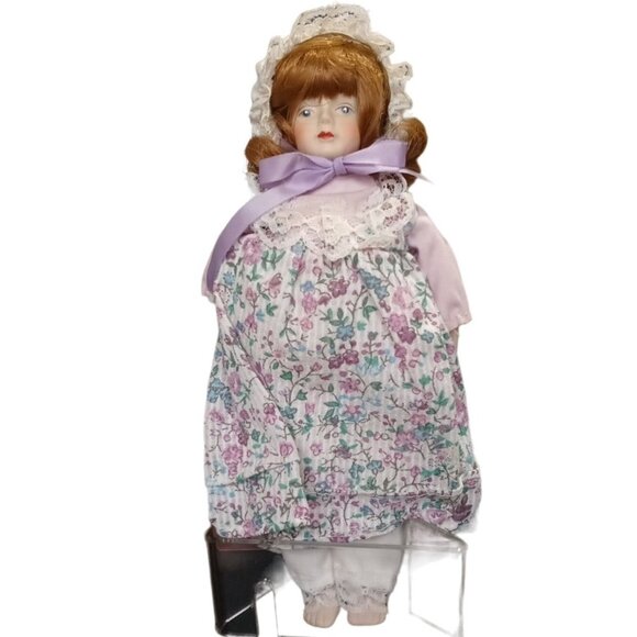 Vintage Gorham Porcelain Doll Ornament Lavender Lace Bisque Fabric Gift World - Picture 1 of 5